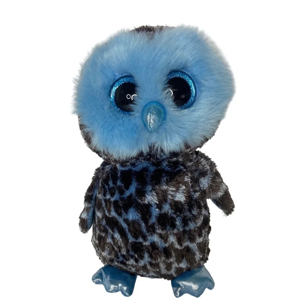 Ty Beanie Boos Yago Blue Owl Plush‎ Spotted Black Blue Glitter Eyes 6 inch 2018